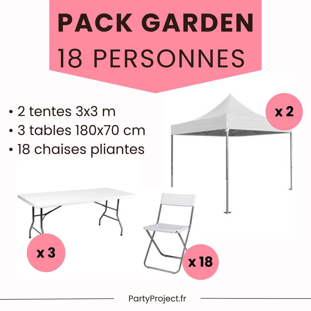 Pack Garden 3x6m - 18 personnes