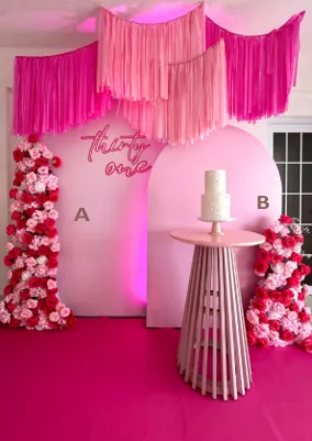 Flores rosa fucsia y rosa claro (Backdrop grande)