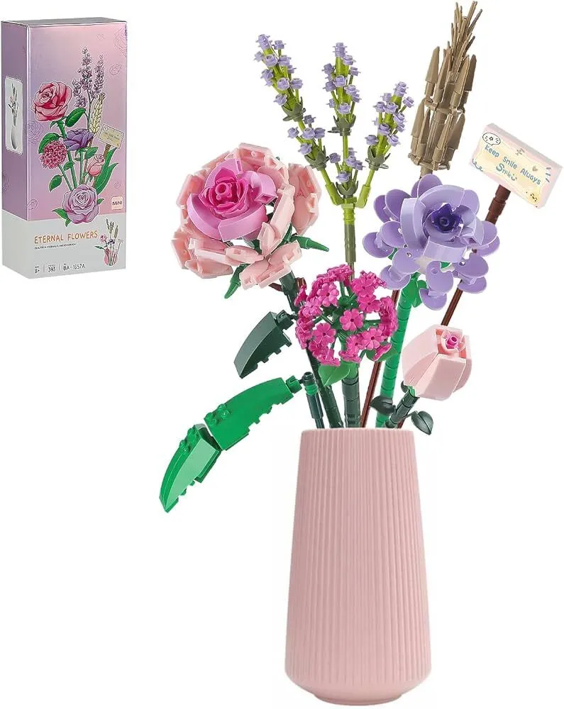 Arreglo floral rosa y lavanda pequeno