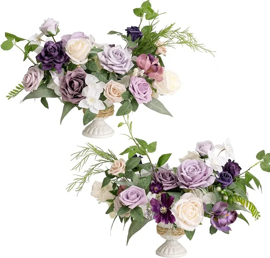 Silk floral Centerpieces white vase