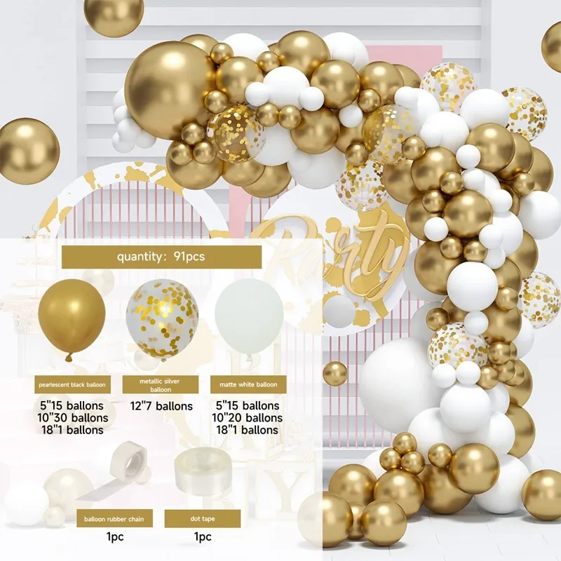 DIY Balloon Kit - White & Gold 