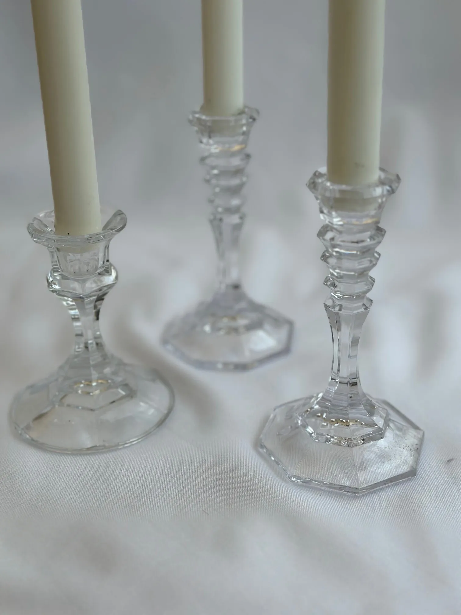 Set of 3 Crystal Taper Candleholders