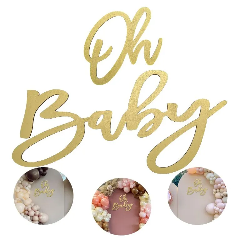 "Oh Baby" Gold Wood Sign