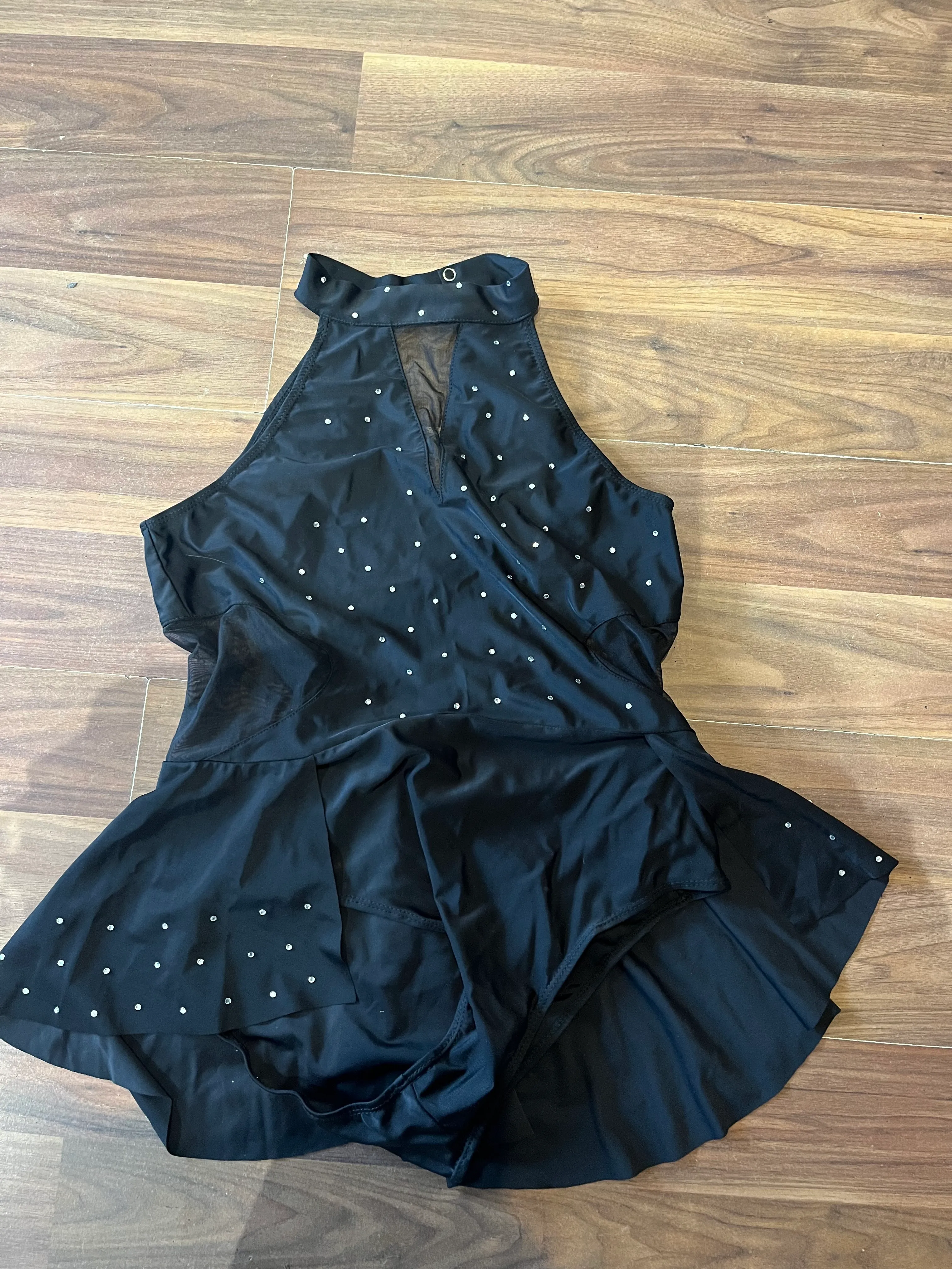 Skirted leotard- Black diamonté
