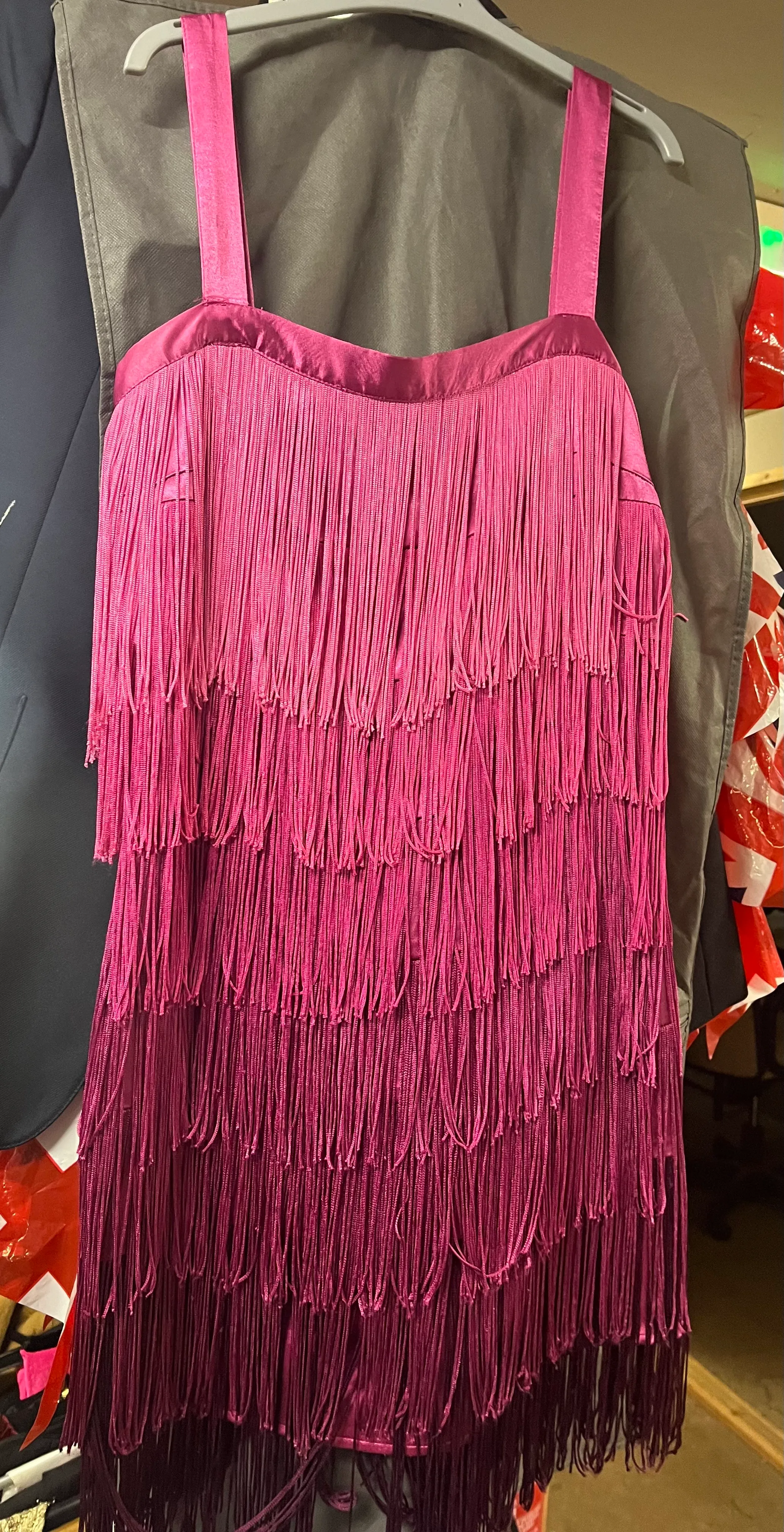 Fringe dress- bright pink