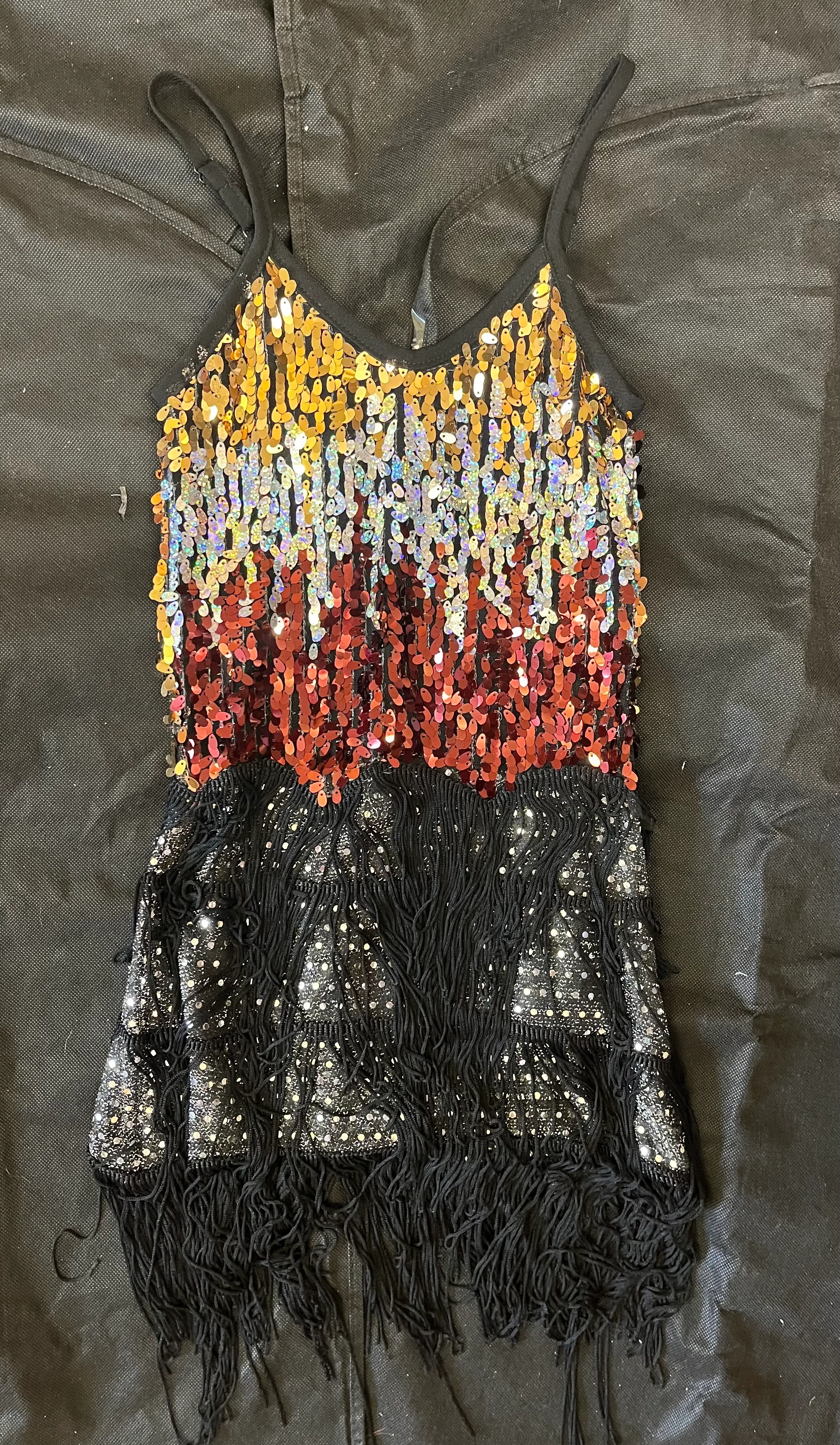 Fringe dress- black with sequin design