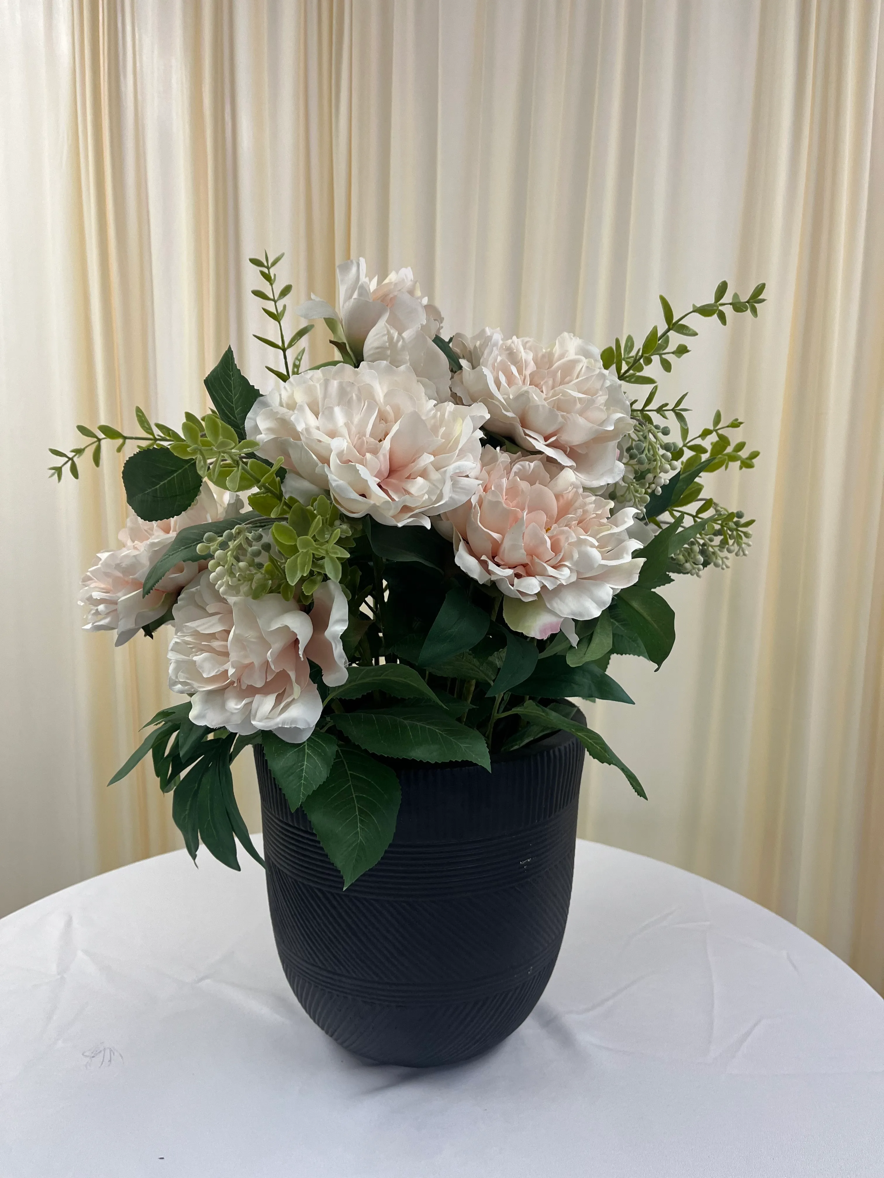 Pink Florals in Black Vase