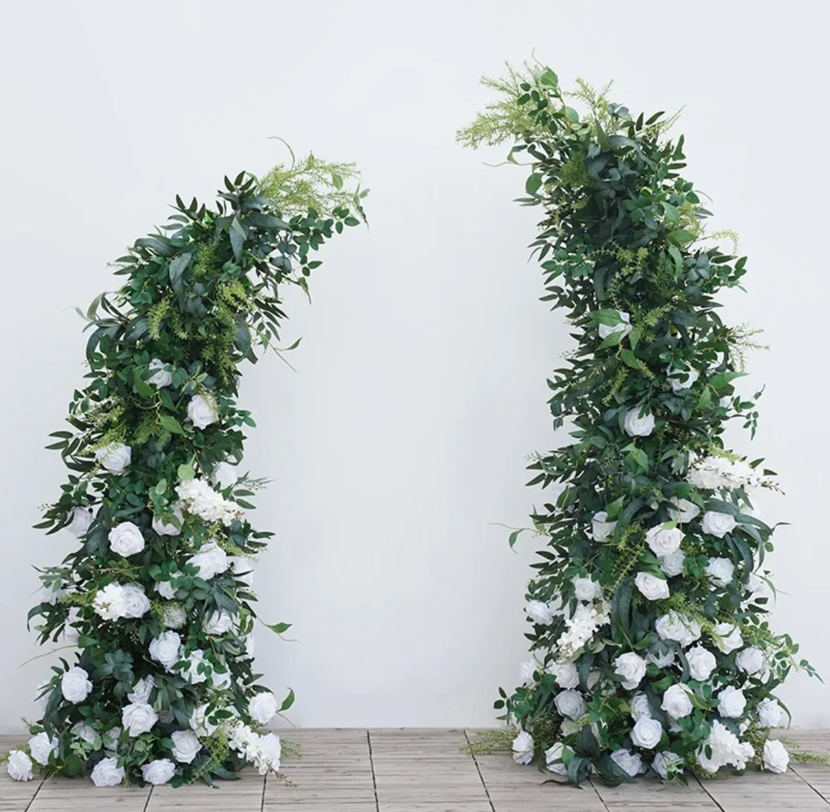 6ft & 7ft Horn Wedding Arch + Artificial White Rose Flowers 