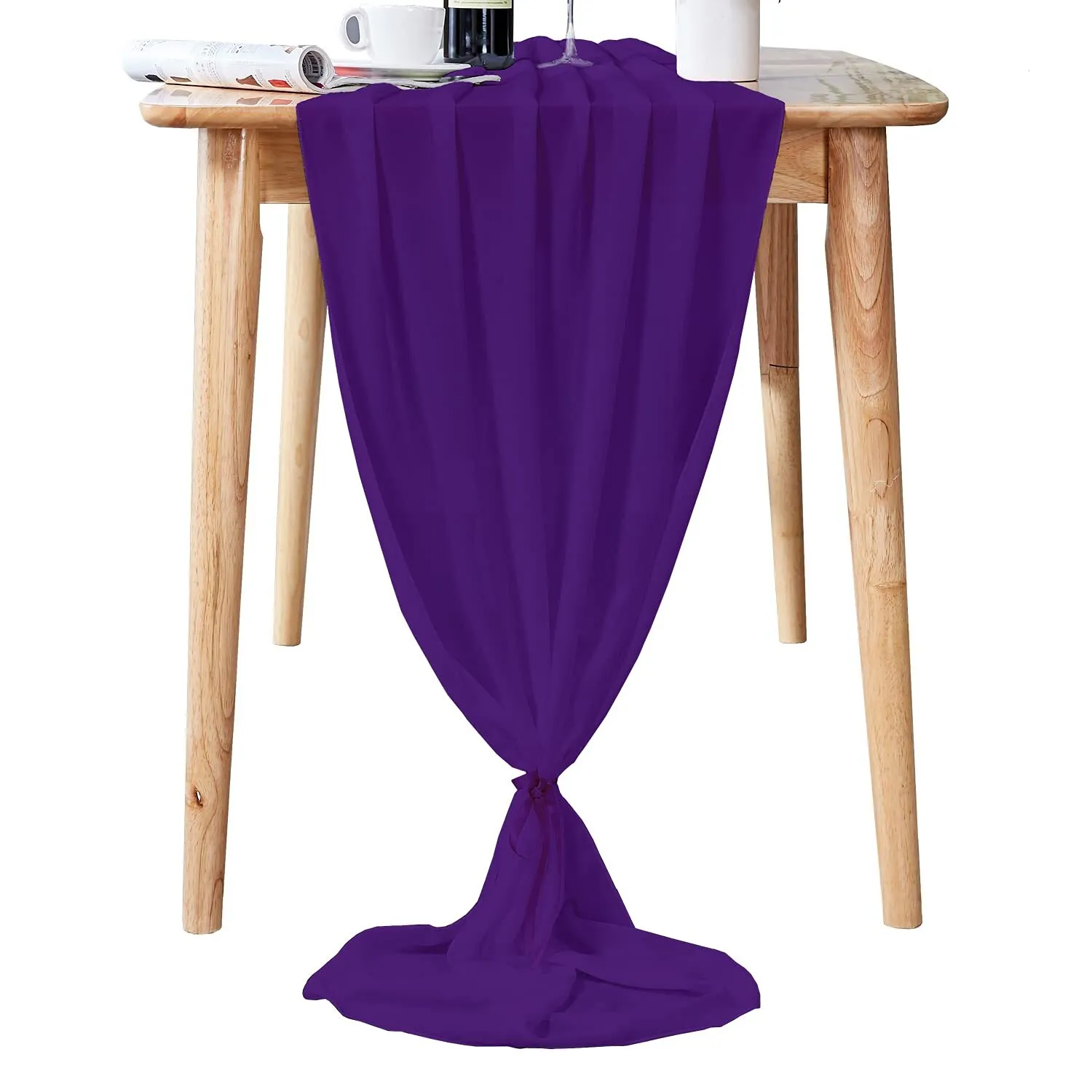 Chiffon Dark Purple Table Runner