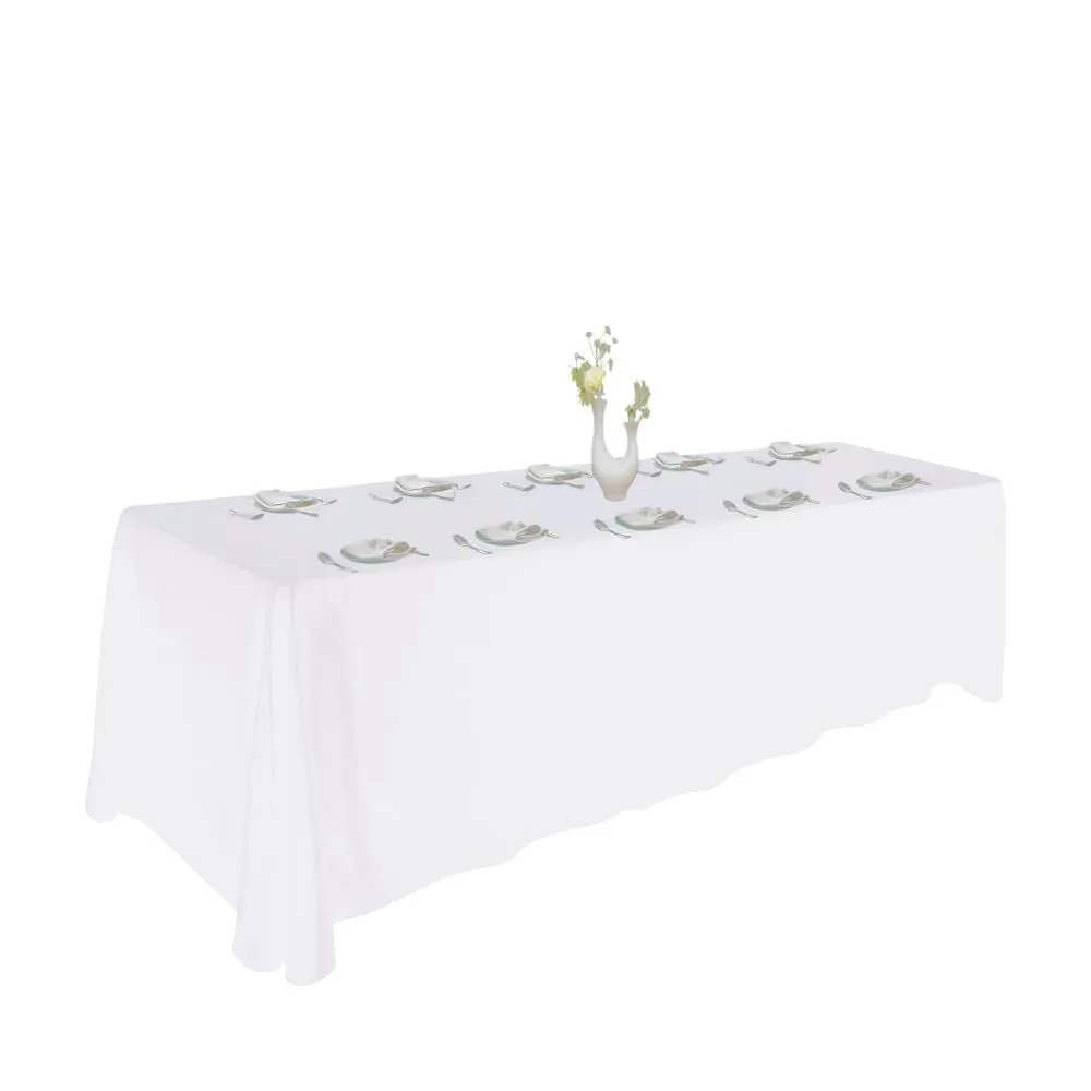 90x156in White Rectangular Table Linens