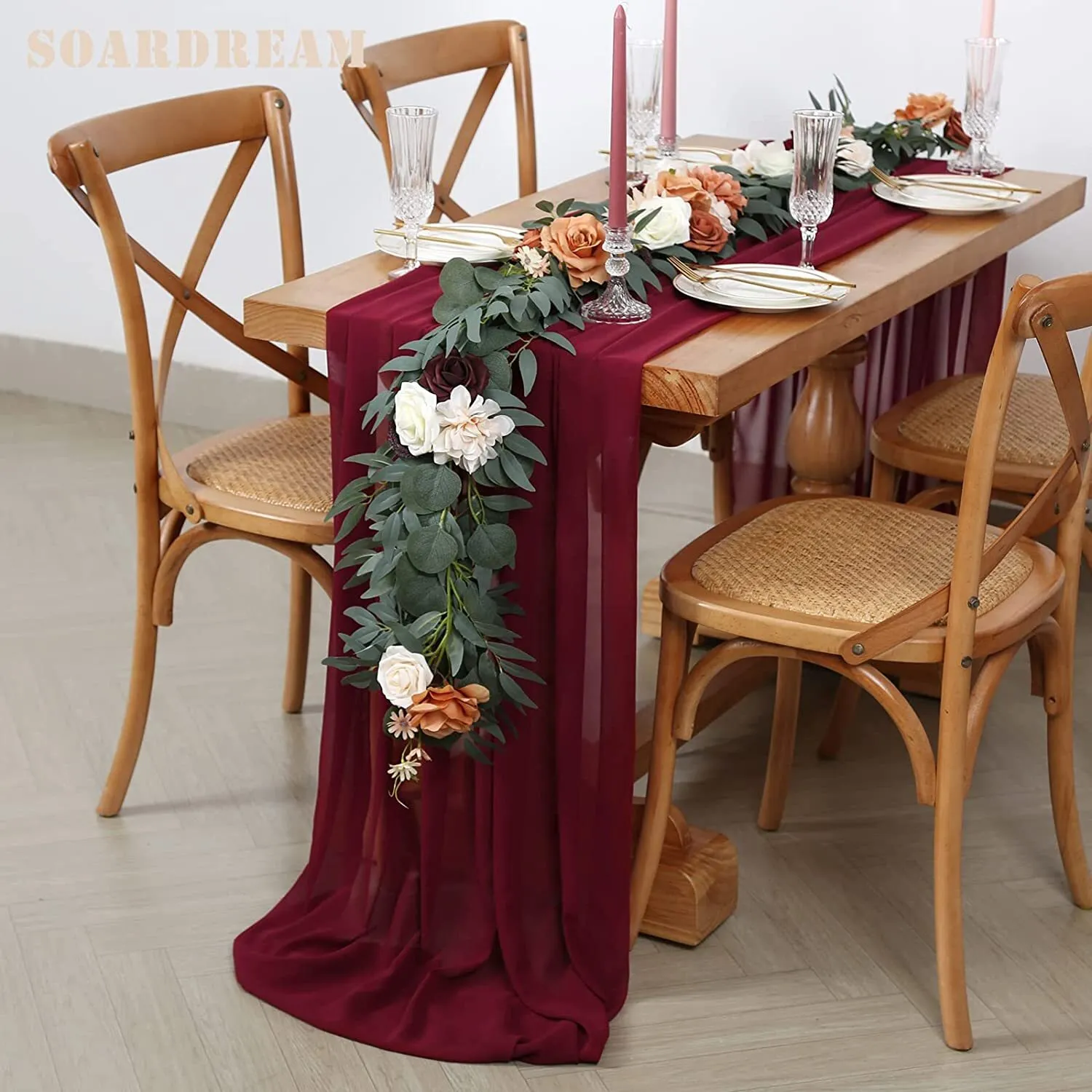 Burgundy Chiffon Runners