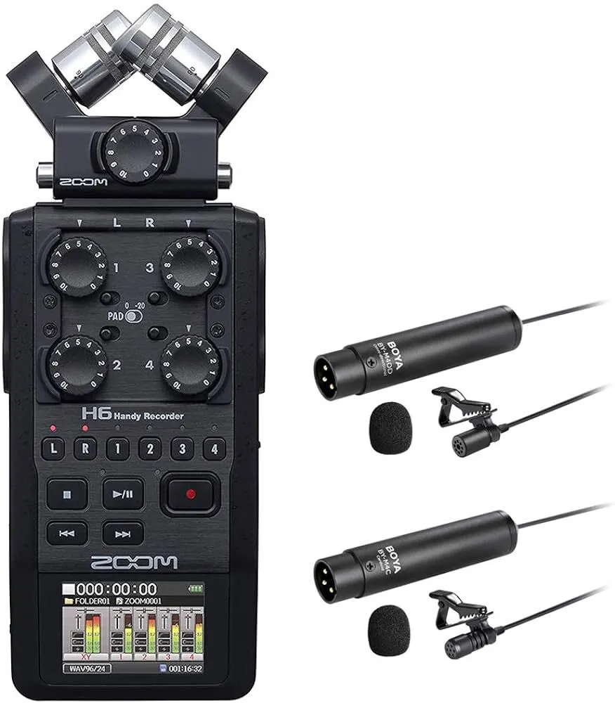 Zoom H6 All Black 6-Input / 6-Track Portable Handy Recorder with Single Mic Capsule (Black)
