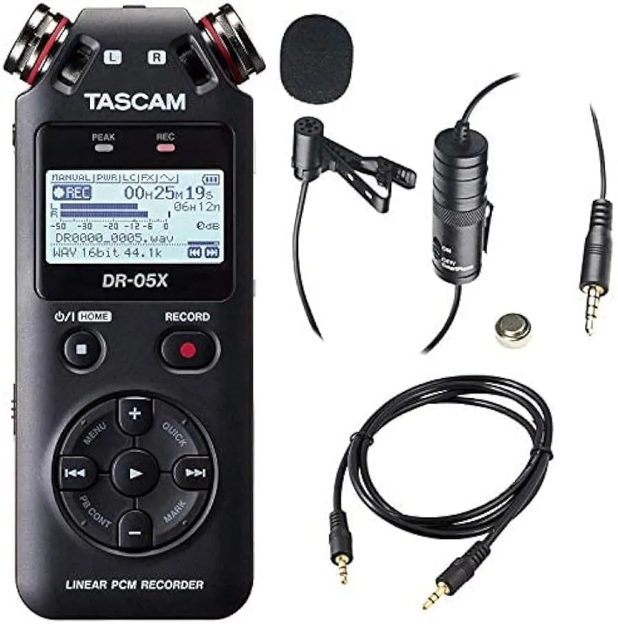 TASCAM DR-05X 2-Input / 2-Track Portable Audio Recorder with Onboard Stereo Microphone (Black)