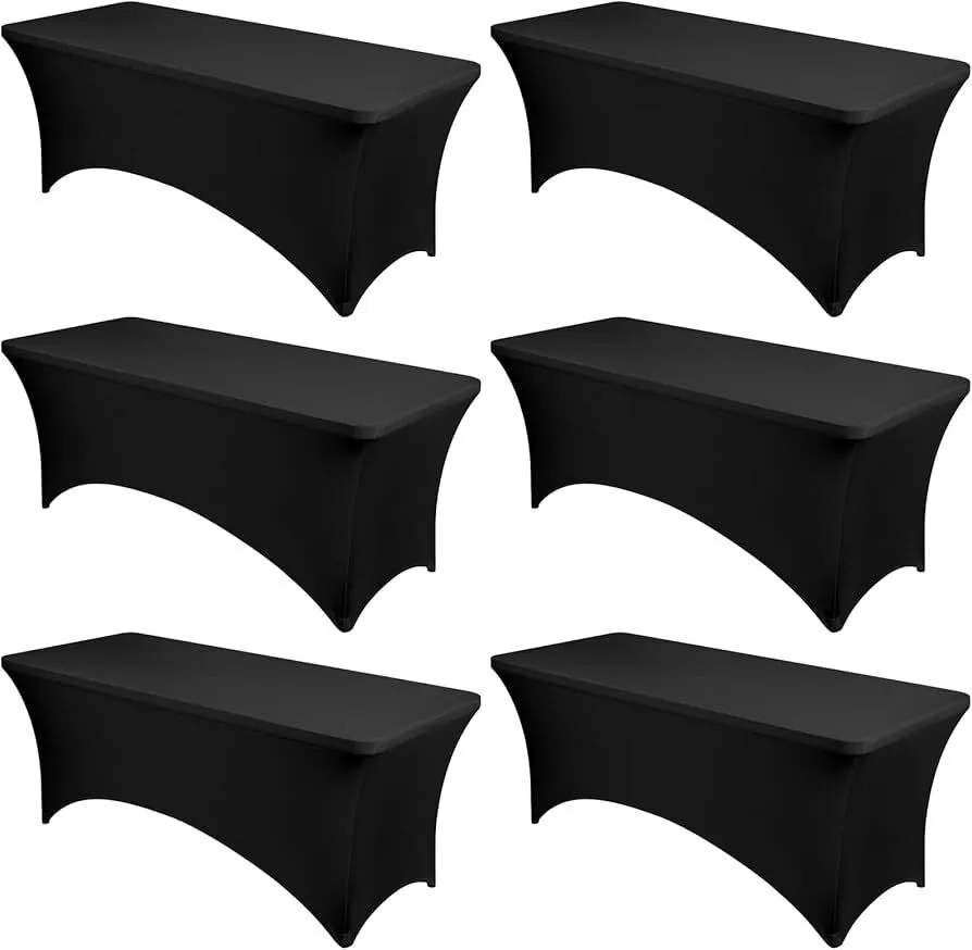  Rectangle Black Tablecloth (Fits only 6ft) Spandex