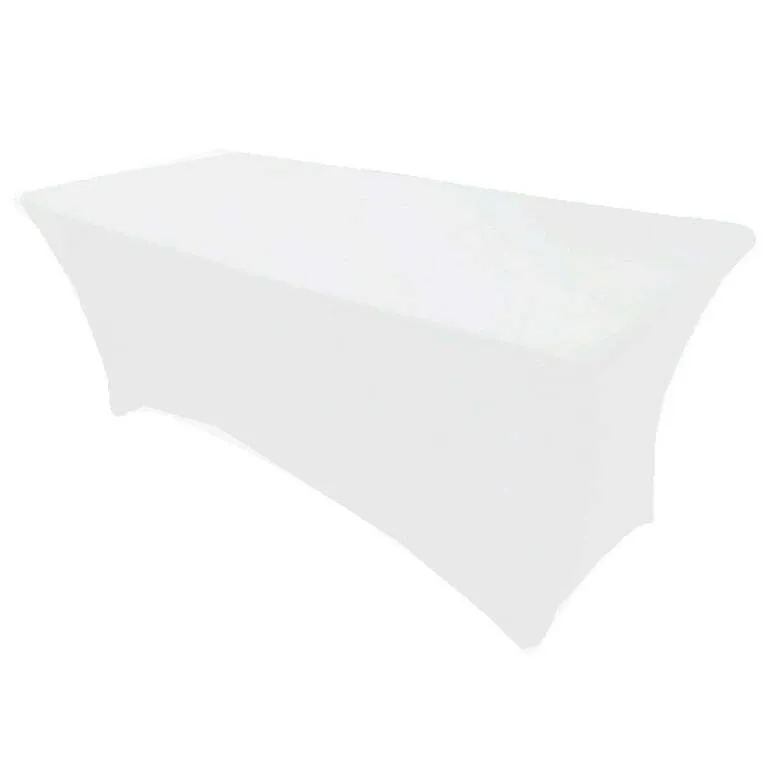8ft White Spandex Tablecloth