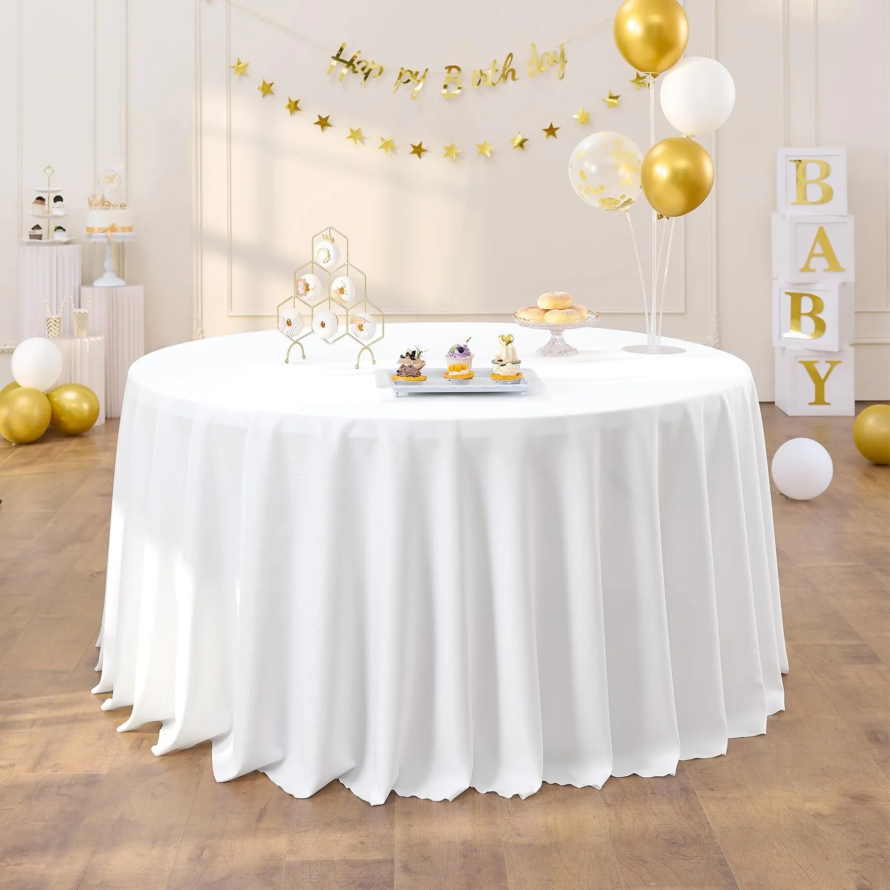 Round White Tablecloth (Fits 4ft to 6ft) Cloth