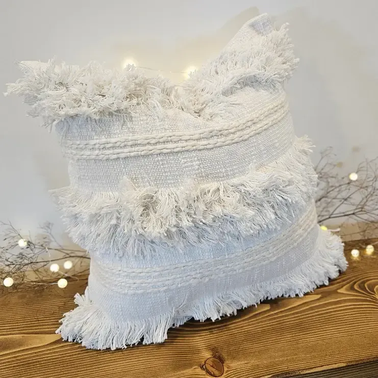 Boho Shaggy Textured Throw Pillow