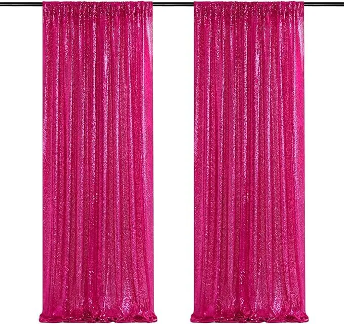 Fuchsia Sequin Backdrop Curtain (Cloth)