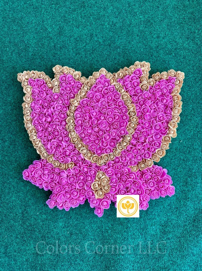 Lotus (Pink + Gold Border) - Handmade - 1.5 Feet
