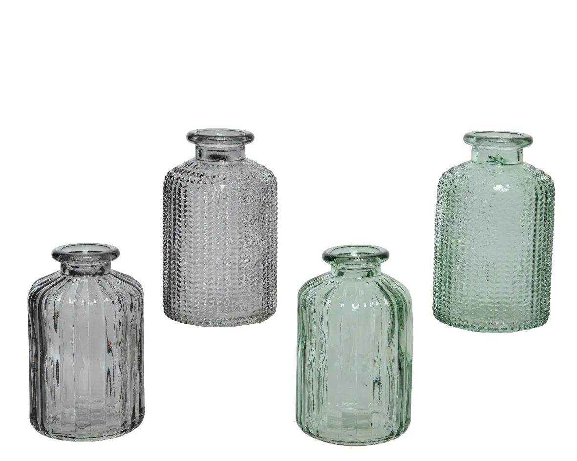 Glazen flesjes per set 4 stuks
