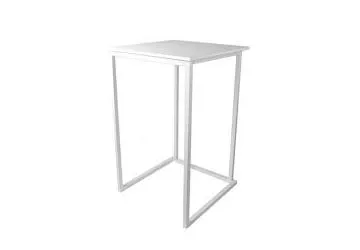 Statafel 70x70x110 cm met onderstel in witte textuurlak en wit topblad Indoor