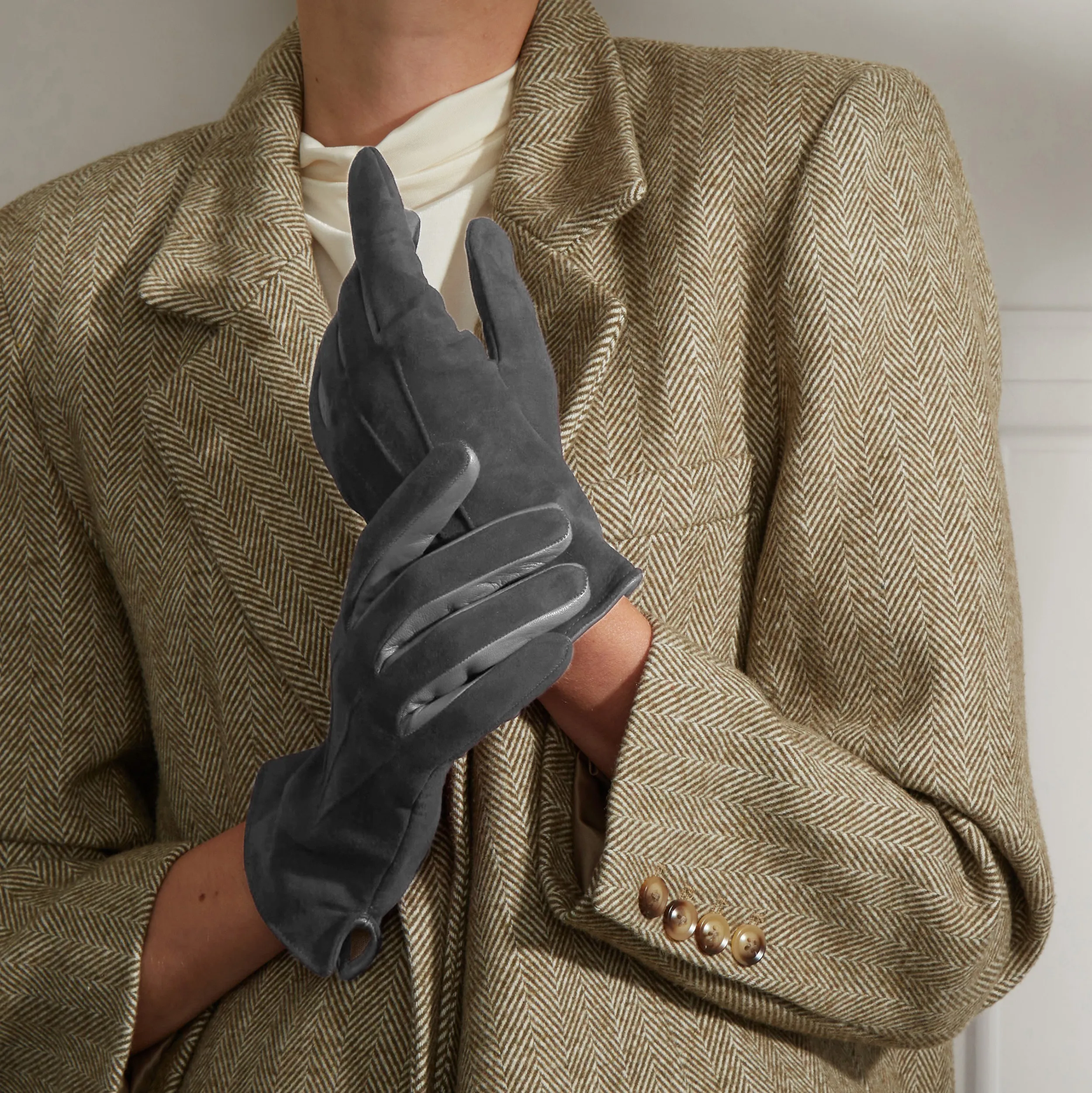 Esmée | Suede Glove with Leather Trim