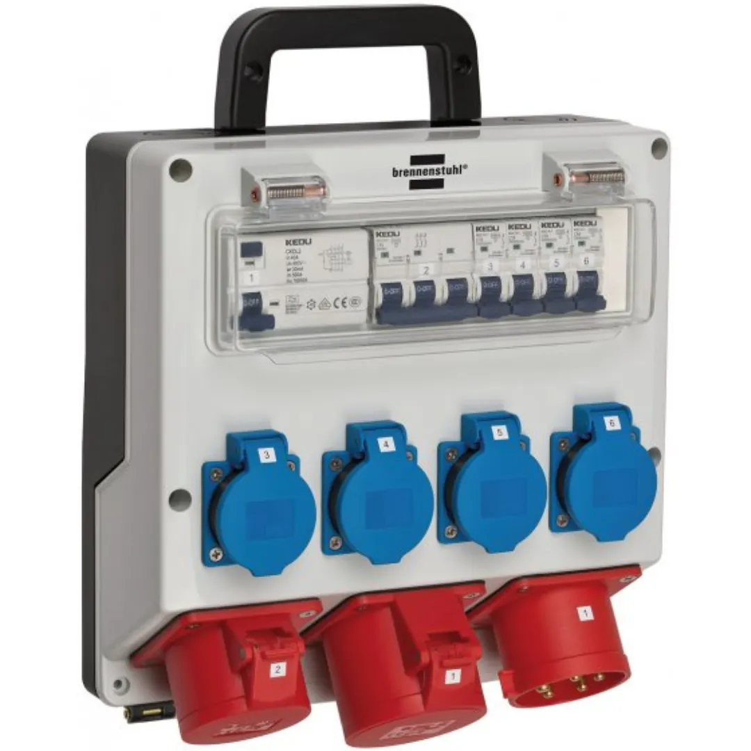 CEE 400V 32A Verteiler (auf 1xCEE 400V 32A, 1x CEE 400V 16A, 4x Schuko)