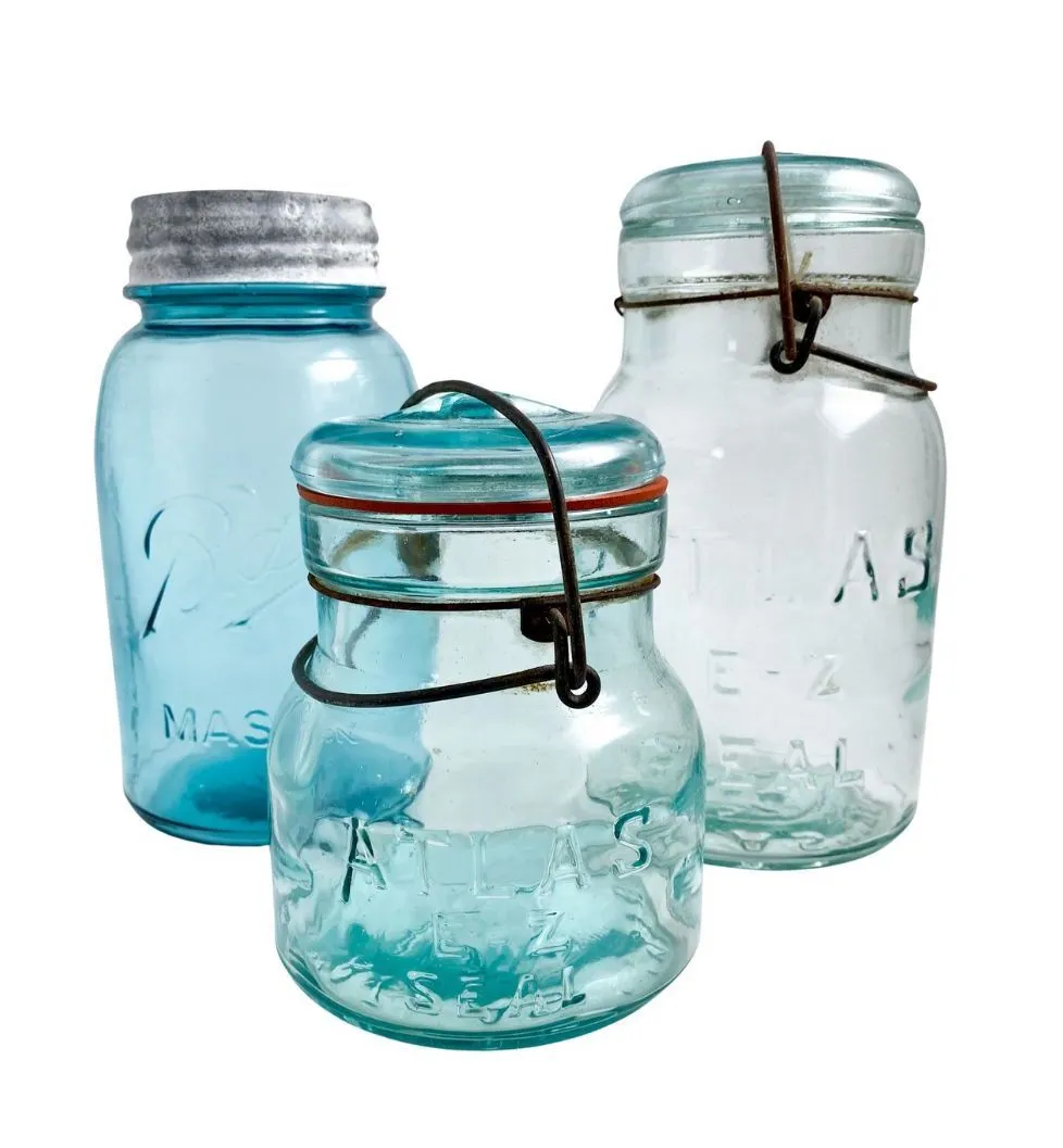 Vintage Blue Mason Jars/Small/Various