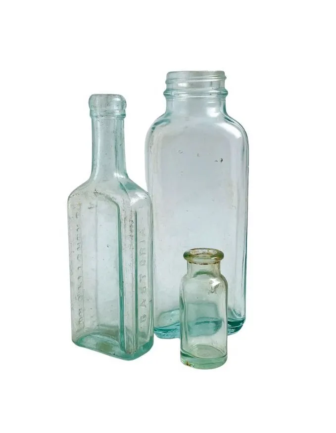 Vintage Light Blue Glass Bottles/Various