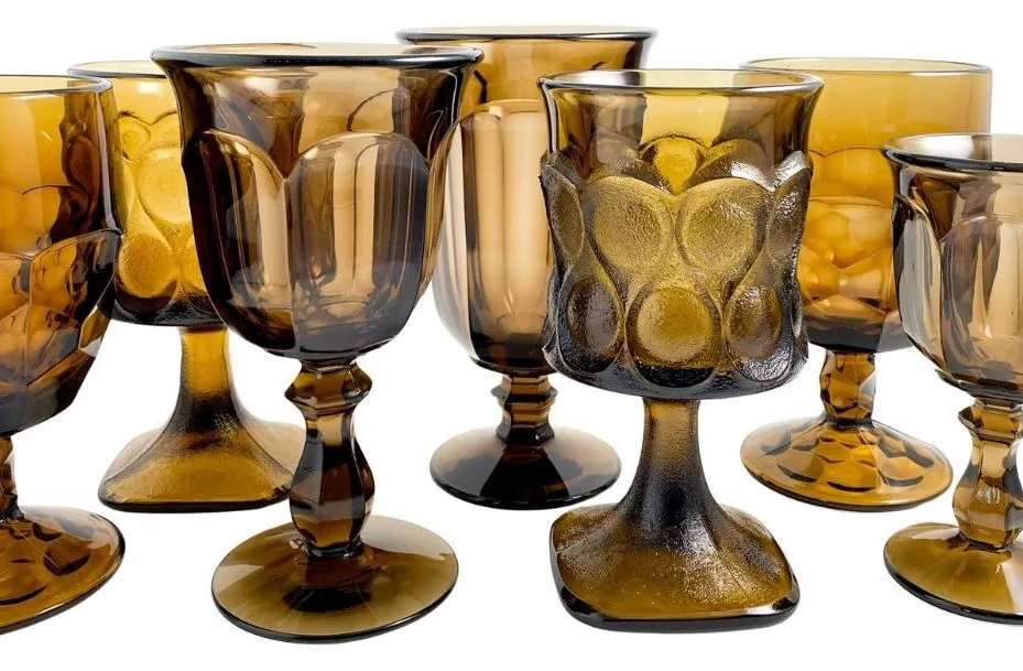 Vintage Brown Glass Goblets/Various