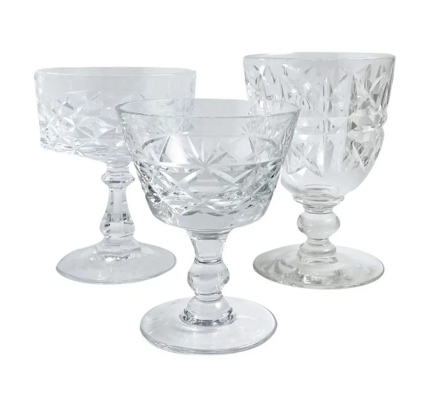 Vintage Clear Glass Dessert Goblets/Various