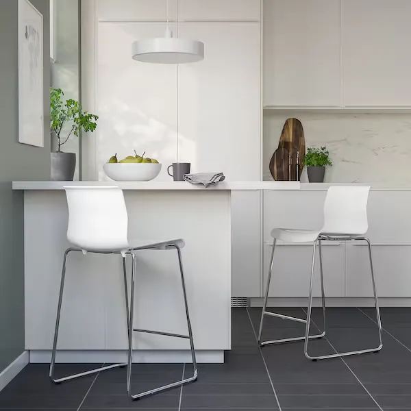 White Chrome Bar Stool With Chrome Leg