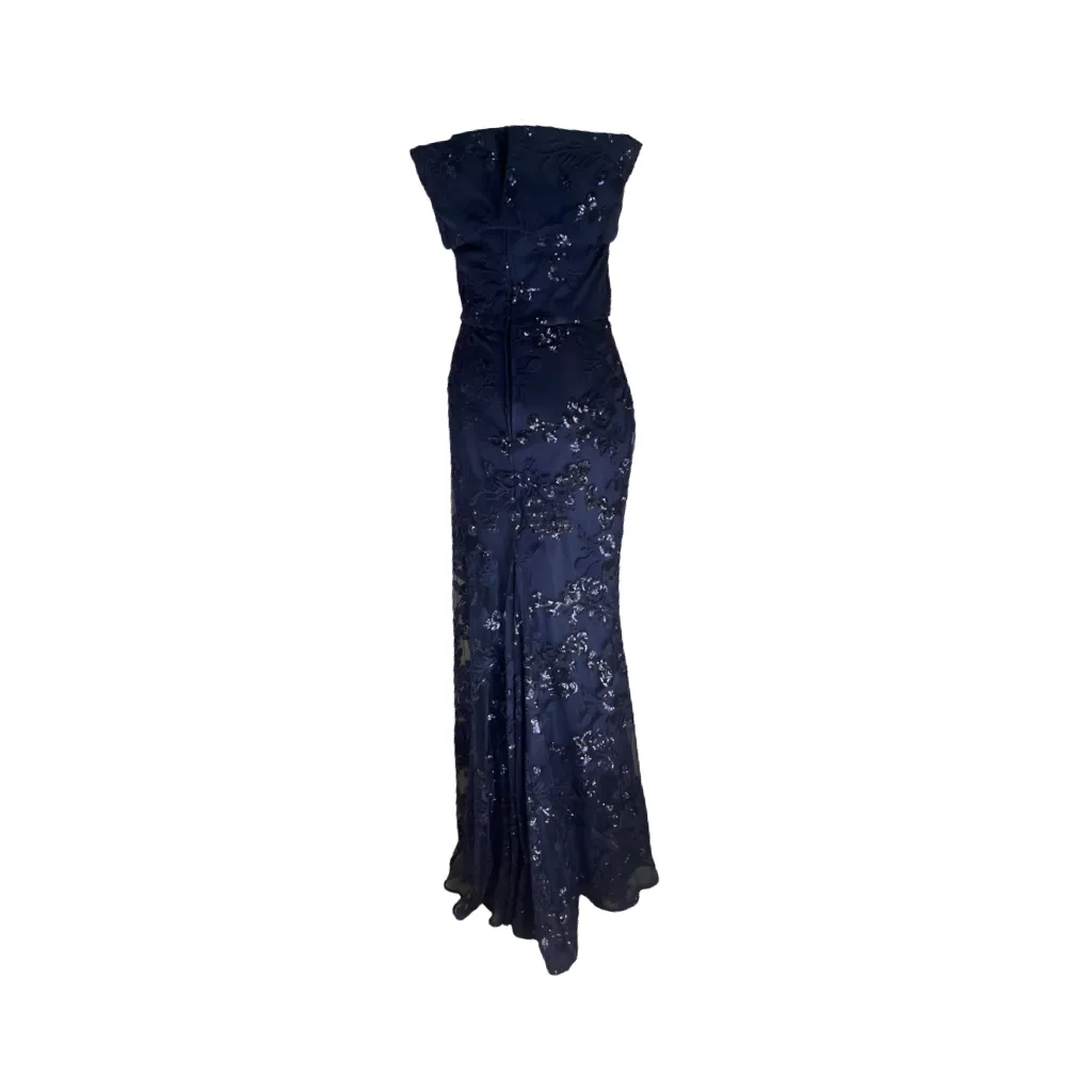 Navy Sequin Off-Shoulder Gown
