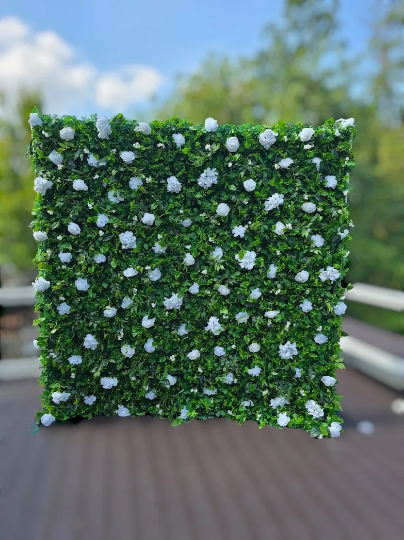8x8 ft White & Green Flower Wall