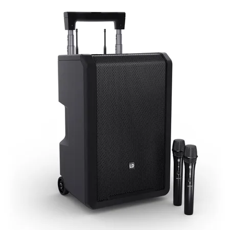 Enceinte sur batterie 10 pouces bluetooth avec 2 micros main HF