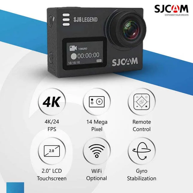 SJCAM SJ6 Legend Optical 16 MP 4K 24fps 5.08 cm (2.0") LCD Touch Screen Action Camera