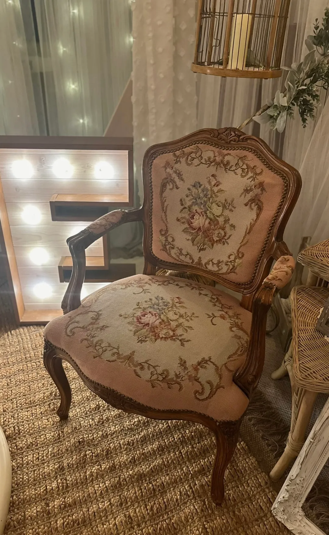 French Armchair With Floral Needlepoint 