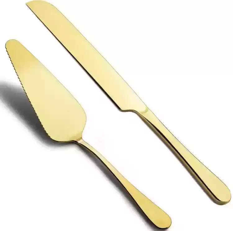 Gold Cake Knife 2pc Set