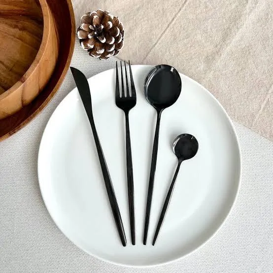 Black Modern Cutlery 4pc Set