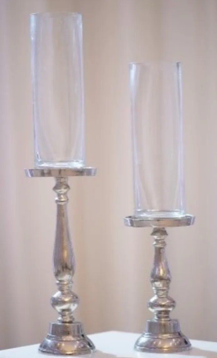 Set of 2 Silver Candle Holder