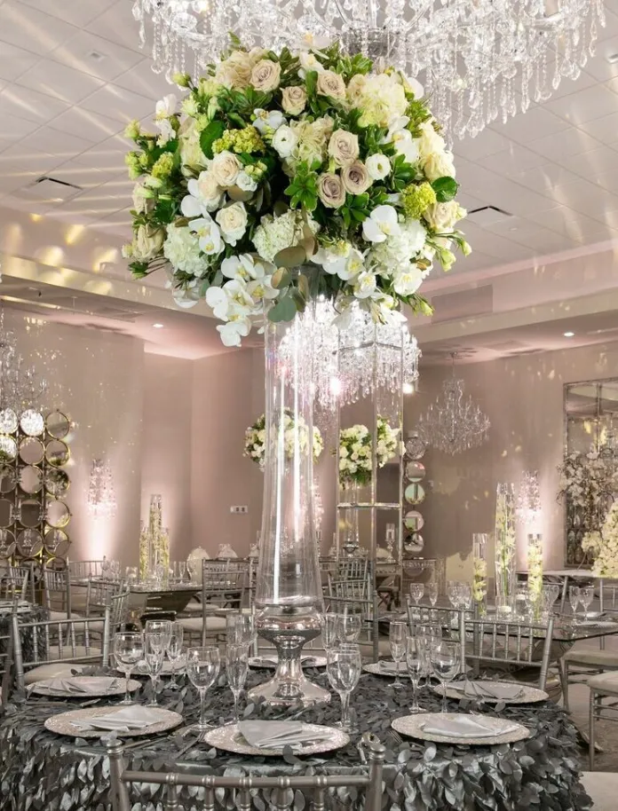 X-Large Silver Glass Centerpiece