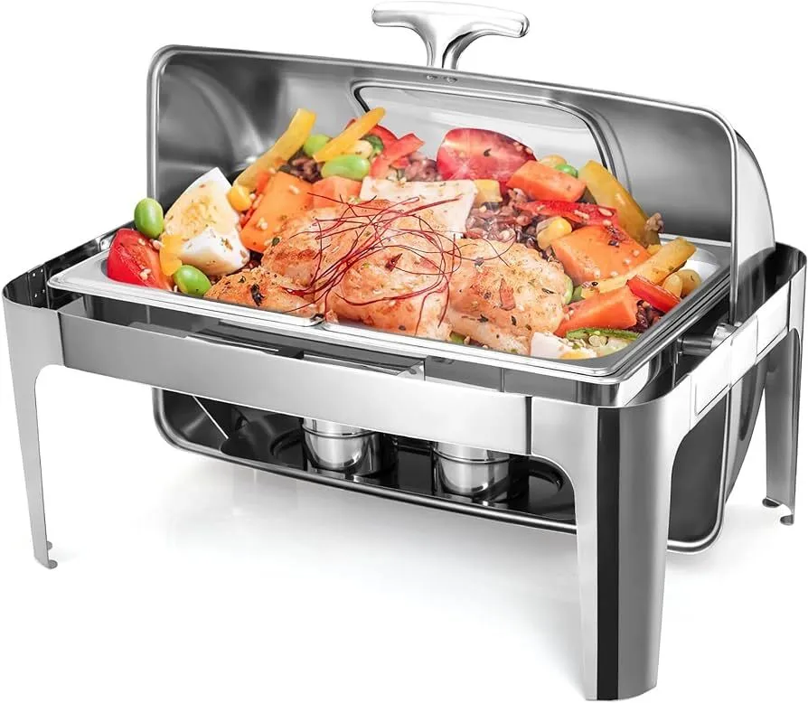 Roll Top Chafing Dish Buffet Set, 9 Quart 1/2 