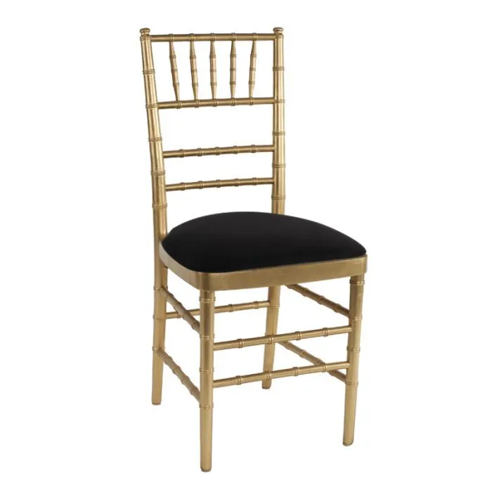 Gold Chiavari Chair (Black Cushion)