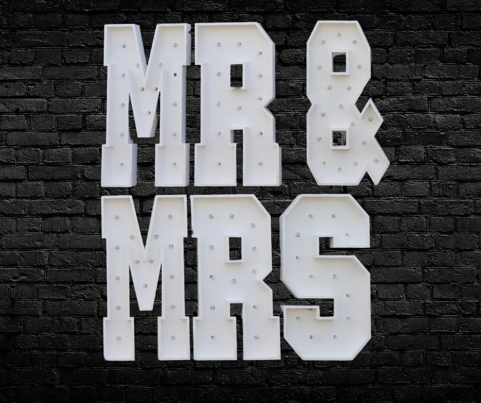 Mr & Mrs 4ft Marquee Letters Light Up
