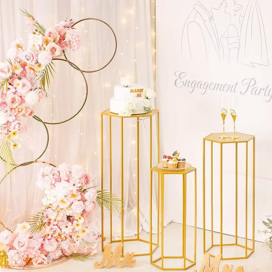 Gold Hexagon Pedestal Stand