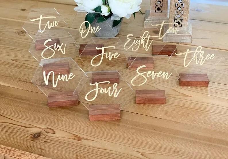 Table Decor - Table Number - Hexagon