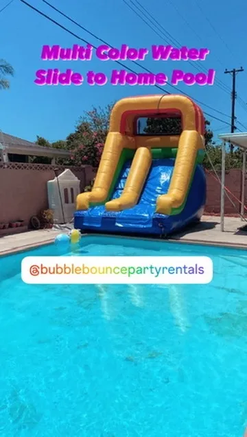 Multi-Color Splash Pool Slide 13 ft Backyard Water Slide to Pool Conversion:
