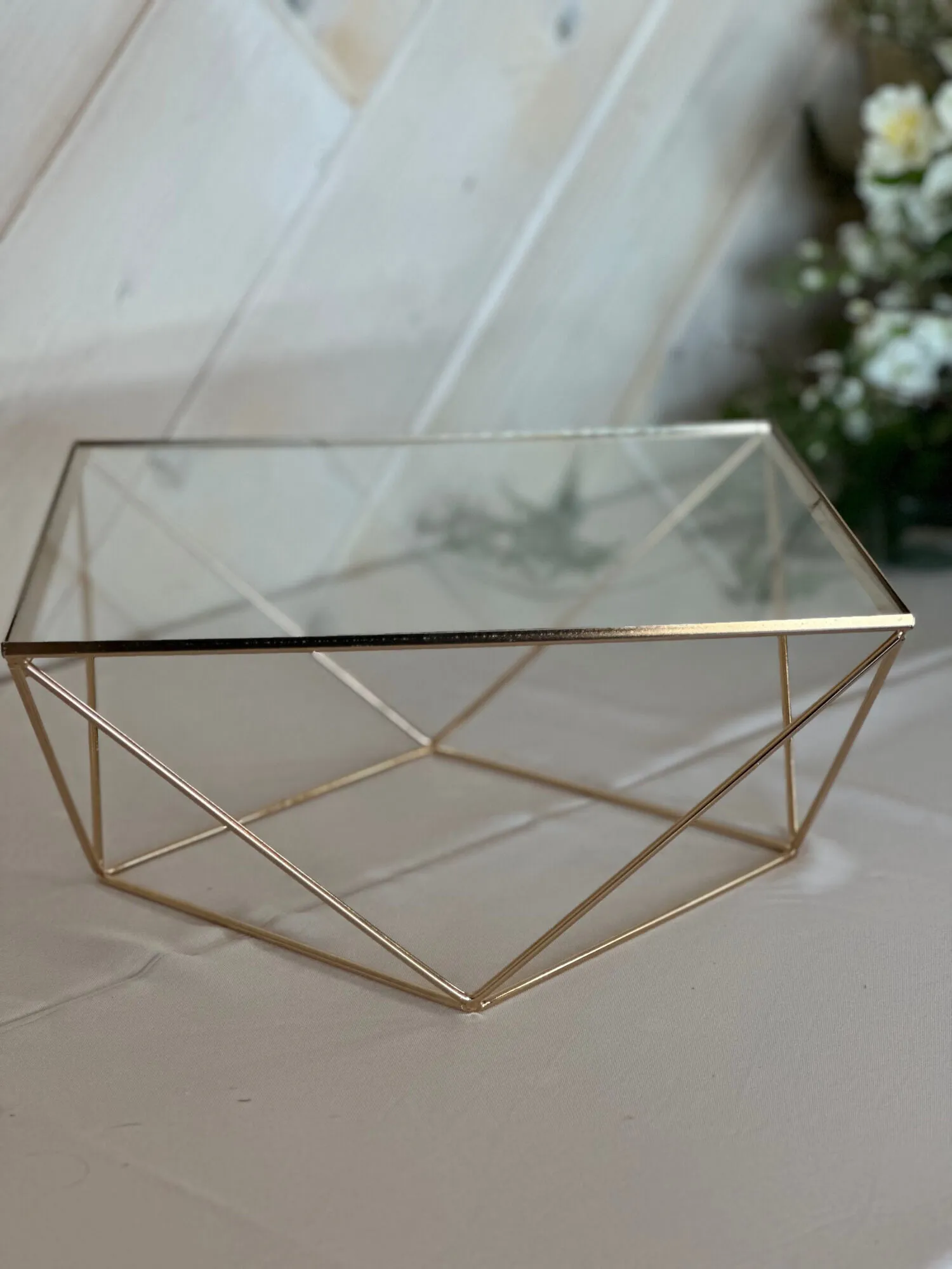 Gold Geometric Riser (Medium) | Wedding Rentals & Decor | Borrowed & Blue