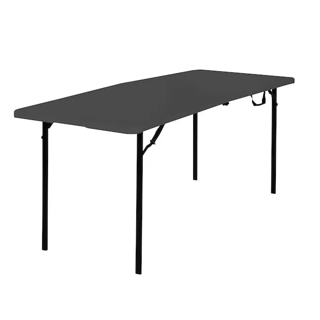 6-ft x 2.5-ft Fold-in-half Indoor or Outdoor Rectangle Resin Black Folding Banquet Table