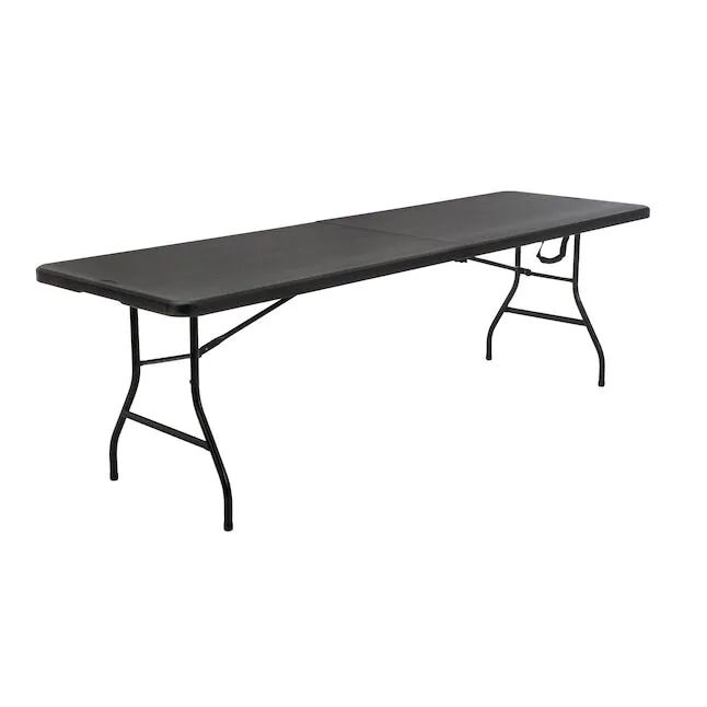 8-ft x 2.6-ft  Fold-in-half Indoor or Outdoor Rectangle Resin Black Folding Banquet Table (8-Person)